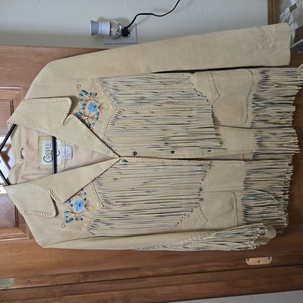 Cream Fringe Jacket with Embroidered Details